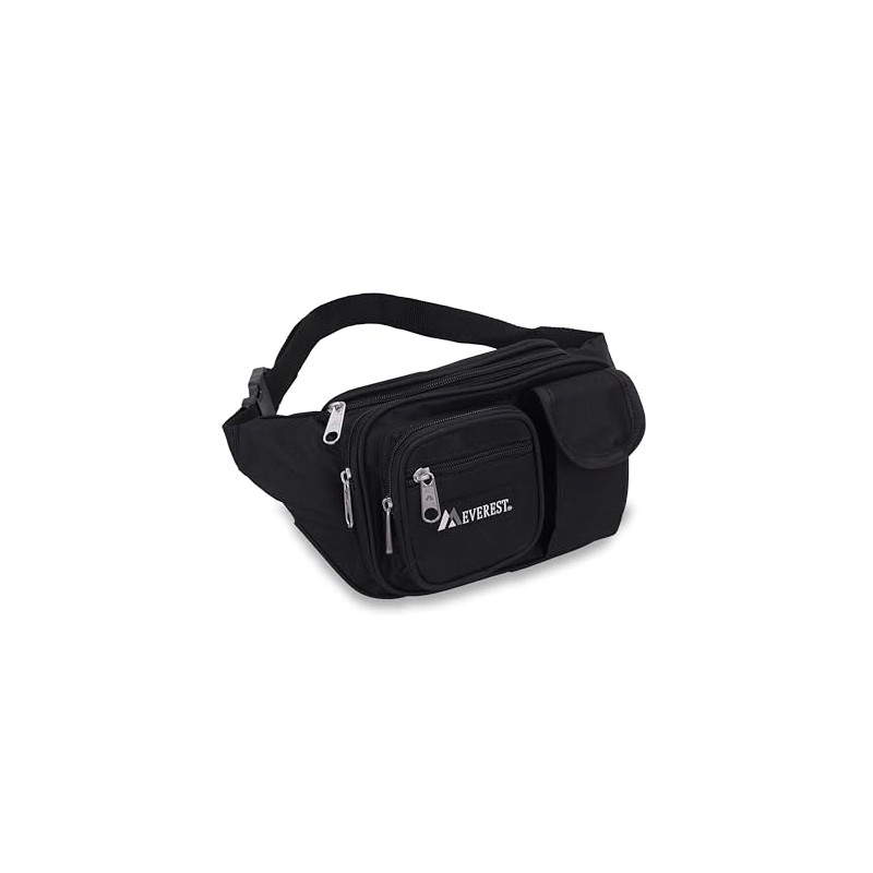 Everest Multiple Pocket Waist Pack, Black, One Size,044MDH-BK