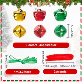 SUNNYCLUE Christmas Wreath Making Kits Jingle Bell Wreath Ornaments Red Green Christmas Bells Hanging Wreath Christmas Tree Ornaments for Holiday Party DIY Crafts Xmas Tree Home Garden Decoration