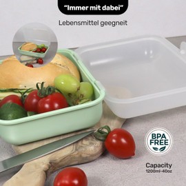 Blade Lunch Box Children and Adults Lunch Box Snack Box Meal Prep Box Food Storage Container with Lid for School and Office Lunch Box Set of 3 with Approx. 1200 ml Volume Each - Total 3600 ml (Green