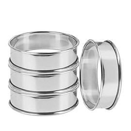 Uncle Jack 4 Pack Double Rolled English Muffin Rings, Stainless Steel Crumpet Rings, Tart Rings, Round (4 PCS 3 1/8”)