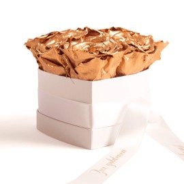 ROSEMARIE SCHULZ Heidelberg Infinity Rose Box Heart Shape Gold Wedding Rose Heart Preserved Anniversary Gift for Golden Wedding (Gold, 6 Infinity Roses)