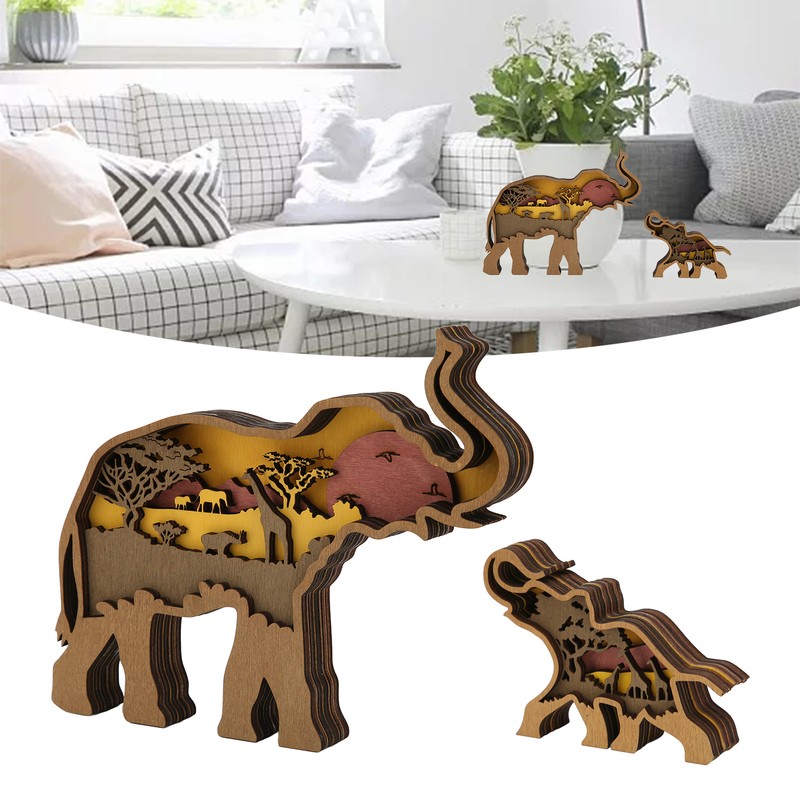 Elephant Statue Boxwood Mechanical Engraving Safe Durable Exquisite Details Elephant