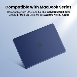 BlueSwan PP Case Compatible with MacBook Air M4 M3 M2 13.6 Inch 2025 2024 2022 (A3240 A3113 A2681) Mac 13 Case Shatterproof Materials Anti-Fingerprint Protective Case - Matte Midnight