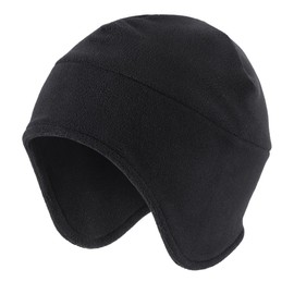 Connectyle Men's Fleece Earmuffs Cap with Face Cover, Warm Cap, Cold Protection Hat, Black
