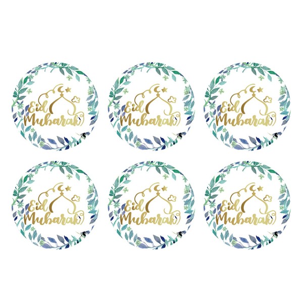 SWYOUN 96PCS Glitter Gold Eid Mubarak Stickers Eid Party Supplies