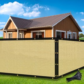 Amagenix 4'X13' Custom Size Privacy Screen Fence Heavy Duty Fencing Mesh Shade Net Cover for Wall Garden Yard Backyard Sand (We Make Customized)