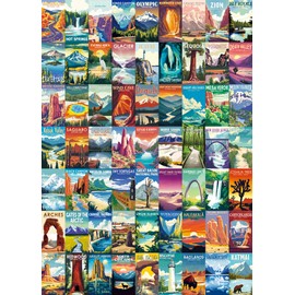 BUHAH National Parks Puzzles for Adults 1000 Pieces Nature Travel Landscape Jigsaw Puzzles United States Hawaii Yellowstone Alaska Puzzle as Family Game Decor