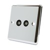 AET CPC2GTVBL Polished Chrome Classical TV Black Insert-2 Gang Aerial