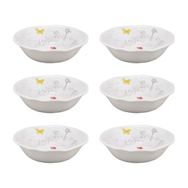 UPware Sunshine Rooster Melamine Bowl Set, Flower Shaped Bowls for Pasta, Rice, Soup, and Salad, BPA-Free, Dishwasher Safe, Shatter-Proof, White, 7.5 Inch, Set of 6