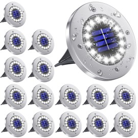 NFESOLAR Solar Lights Outdoor 16 Packs, 16 LED Bright Solar Ground Lights Outdoor Waterproof for Pathway Garden Yard Lawn Walkway Driveway (White 16 Pack)