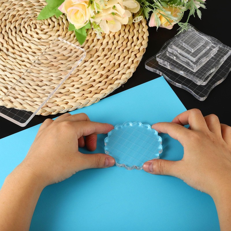 PATIKIL Acrylic Stamp Block, 3 Pack Stamping Block Rectangular Shape