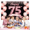 Happy 75th Birthday Rose Gold Banner Backdrop Cheers to 75