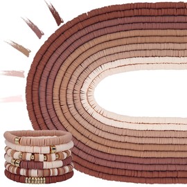 MIIIM 3600 PCS 10 Strands Polymer Clay Beads for Jewelry Making, Vinyl Heishi Beads 6mm for Surfer Bracelets Necklace Making (Rose Smoke)