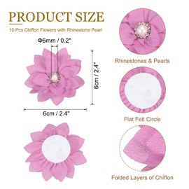 PATIKIL 2.4" Fabric Brooches Flowers, 10 Pcs Fabric Flowers for Brooch Pin Sewing Fabric Appliques Headband Embellishments with a Pearl for DIY Craft Wedding Decor, Purple
