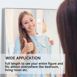 NeuType Wall Mirror 47"x22" Large Mirror Wall-Mounted for Bedroom Bathroom Living Room Rectangle Hanging Mirror Dressing Mirror Aluminum Alloy Thin Frame Silver（no Stand）