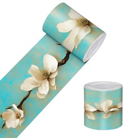 HOMETITUTE Wallpaper Border Peel and Stick Decorative Wall Trim Self Adhesive Magnolia Floral Accent Strip for Bedroom Living Room Kitchen Mirror Frame 4x196 Inch Asian Art Style Design