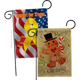 Mr Gingerbread Burlap Burlap Garden Flags Pack Wintertime Christmas Santa Marry Xmas Present Reindeer Season Snow Support Our Troops Small Gift Yard House Banner Double-Sided Made In USA 13 X 18.5
