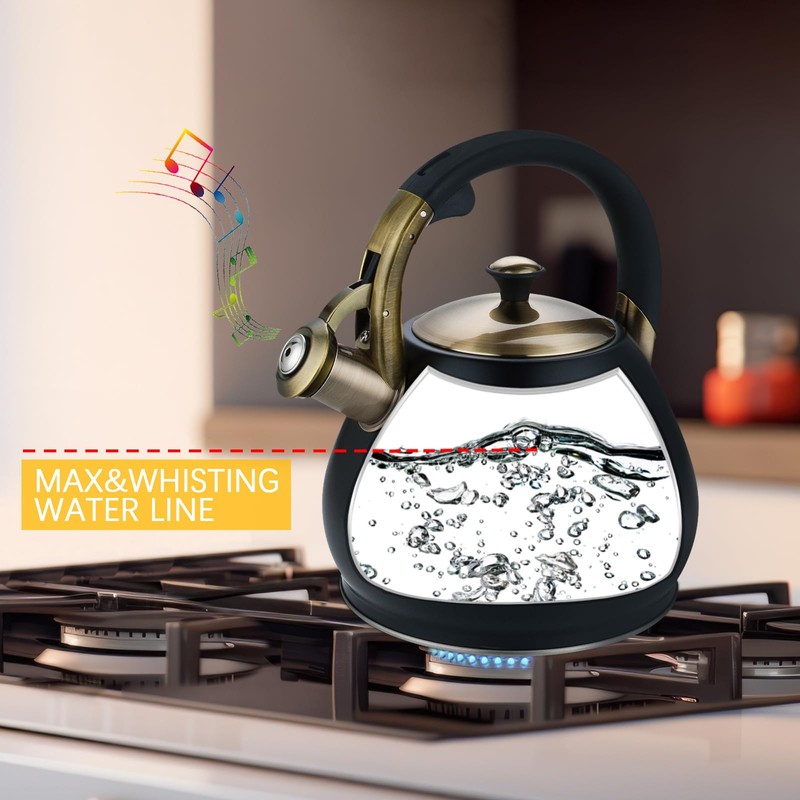 Tea Kettle Stovetop Whistling Kettle Teapot, 3Quart Tea Pot Stainless