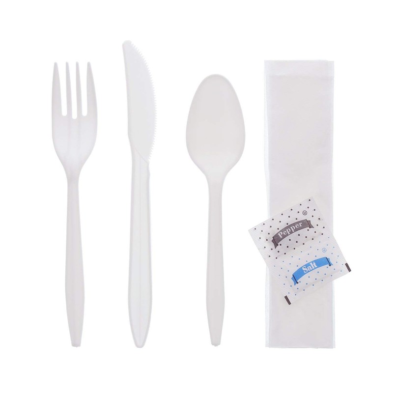 Plastic Cutlery Packets - Knife Fork Spoon Napkin Salt Pepper