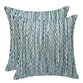 Tosleo Boho Throw Pillow Covers 18x18 Set of 2 Farmhouse Decorative Cushion Case Blue Striped Square Pillows Cover Modern Chenille Pillow Cases Accent Neutral Pillowcase for Sofa Couch Bed