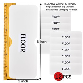 Rug Tape, 12-Piece Set of Rug Corner Grippers, Double-Sided Reusable Carpet Tape, Washable Non-Slip Rug Pads, Strong Adhesive Rug Grippers, Rug Tape for Hardwood Floors Without Causing Damage