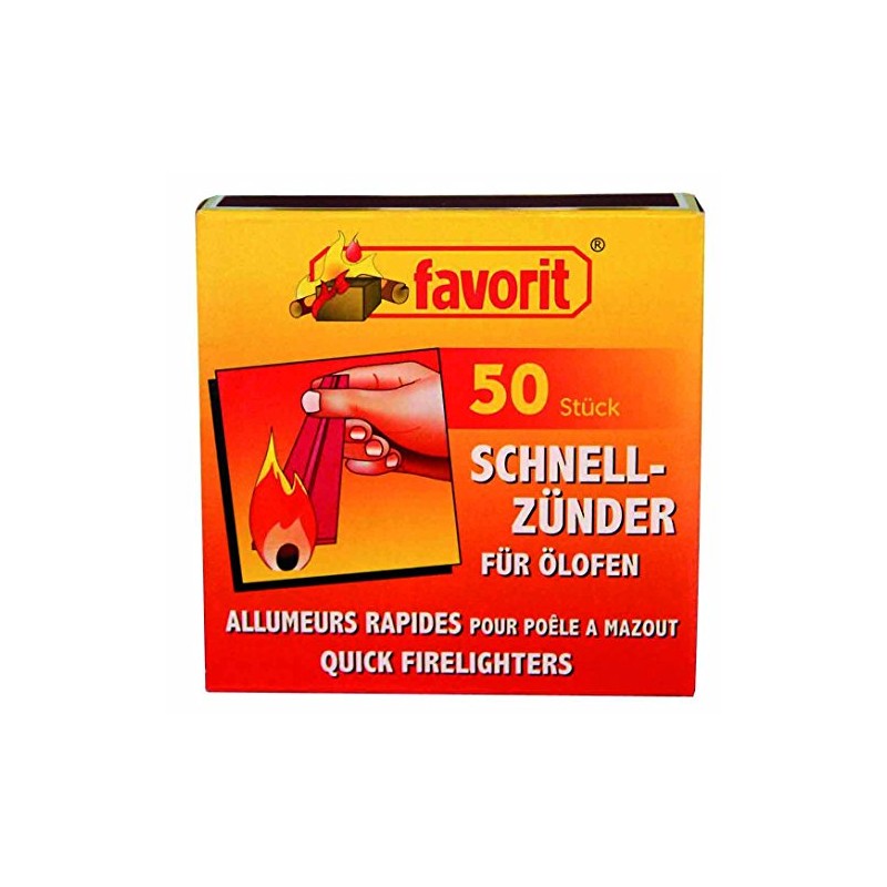 Favorit 3985059 Ölofenschnellanzünder mit integriertem Streichholz 50 Stück