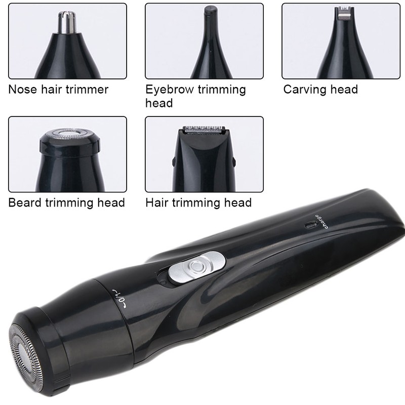 5-In-1 Electric Men Shaver USB Charging Hair Cutter Nose Hair