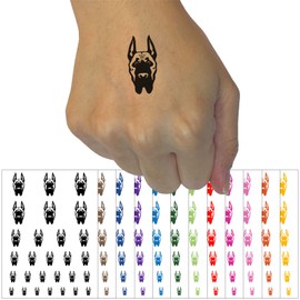 Great Dane Dog Head Pet Temporary Tattoo Water Resistant Fake Body Art Set Collection - Dark Green (One Sheet)