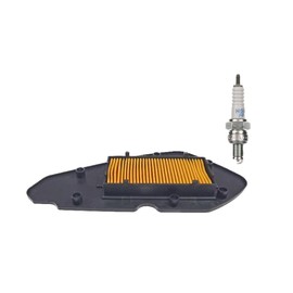 Air Filter + Spark Plug CR7HSA Suitable for Peugeot Kisbee 50 RS, Django 50 4T - Air Filter + Spark Plug Set