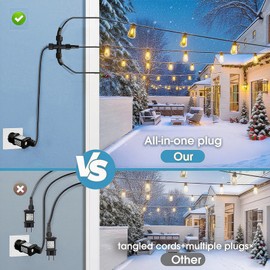 Joycome Christmas Light Splitter Connector, 2 Pin 1-to-3 Splitter for String Lights, Waterproof Fairy Light Connector for G40 Globe Xmas Garden Icicle Curtain Lights