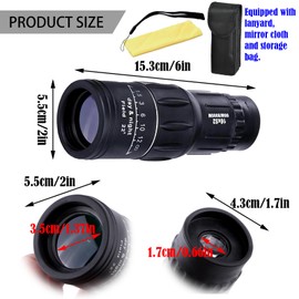 BDSHUNBF 16x52 Monocular Telescope High Power, Monoculars for Adults with Bak4 Prism and FMC Lens, Waterproof Compact Monoculars for Bird Watching Traveling Hunting Camping