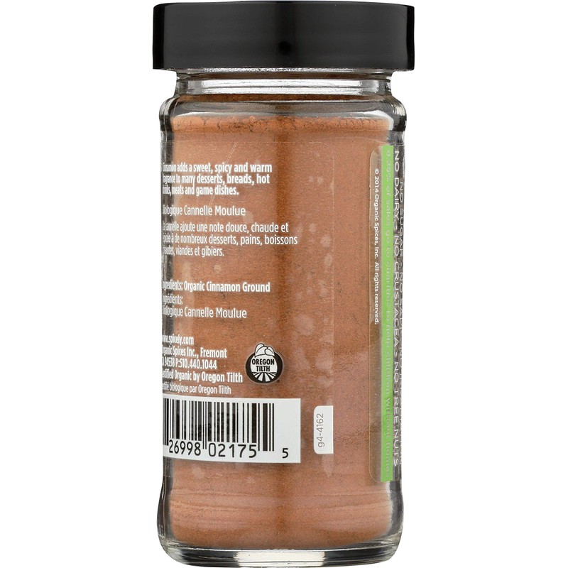 Spicely Organic Cinnamon Ground Ceylon 1.4 Oz Certified Gluten-Free