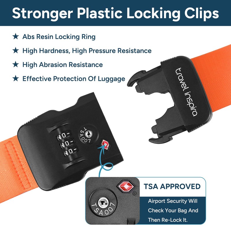 Travel Belt for Luggage, TSA Approved Luggage Straps, 3-Dial Combination