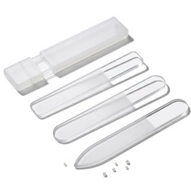 Nano Glass Nail File Set, 3 Piece Different Shapes, with Protective Cases Crystal Polisher, Mirror-Shine, Keratin-Sealing, Travel Friendly