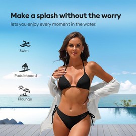 shaperisfree Leakproof Swimwear Bikinis Swim Bottom UPF 50+ Side Tie Protective Swimming Brief for Women Teens Black
