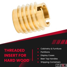 E-Z LOK 400-4 Threaded Insert, Brass, Knife Thread, 1/4"-20 Internal Threads, 0.500" Length (Pack of 25)