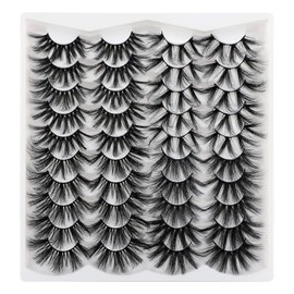 25MM Eyelashes Faux Mink, Calphdiar Fluffy Volume 5D False Eyelashes, Long Dramatic Lashes 20 pairs 4 styles