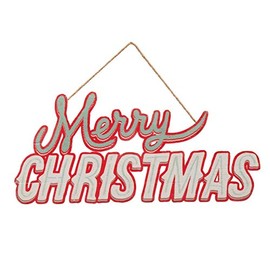 Creative Co-Op 15-3/4"W x 7-1/4"H MDF Hanging Sign Merry Christmas, Multi Color Wall Art