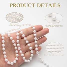 Rollo de 82 pies de perlas falsas para manualidades, guirnalda de perlas de 6 mm para centro de mesa de boda, fondo, árbol de Navidad y decoración de flores DIY (marfil)