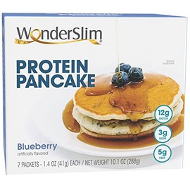WonderSlim Protein Pancake & Waffle Mix, Blueberry - Low Fat, Low Sugar, 12g Protein, 5g Fiber (7ct)