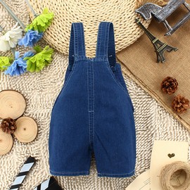 KIDSCOOL SPACE Baby Summer Cotton Denim 3D Cartoon Monkey Soft Shorts Overalls,Blue,6-12 Months