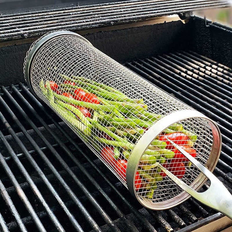 Barbecue Grilling Basket Stainless Steel Heat Resistant Rust Prevention BBQ