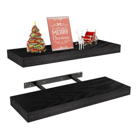 Vervida® Floating Shelves, Set of 2 x 17 Inches Black Wall Shelves, Decor Wall Mounted Shelves for Bahtroom, Bedroom, Living Room, Kitchen, Studios