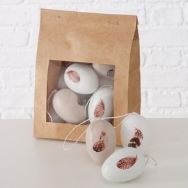 BOLTZE Deko-Set Ostereier Kunststoff mit Federn Design 12 TLG.