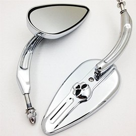 SMT-Electra Glide Classic FLHTC Skull Flame Side Mirrors Compatible With 1984-2014 universal to most Harley bike chrome [B00RW59JEY]