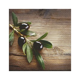 PAPER+DESIGN Serviettes Pack of 20 FSCMix 33 x 33 cm Olive on a Wood