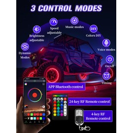 4Pods RGB LED Rock Lights with APP/RF Remote Control Waterproof Underglow Lights High Bright Zone Neon Exterior Lights 12v for Four Wheeler UTV ATV Golf RZR Offroad Pickup SUV Car Truck Accessory