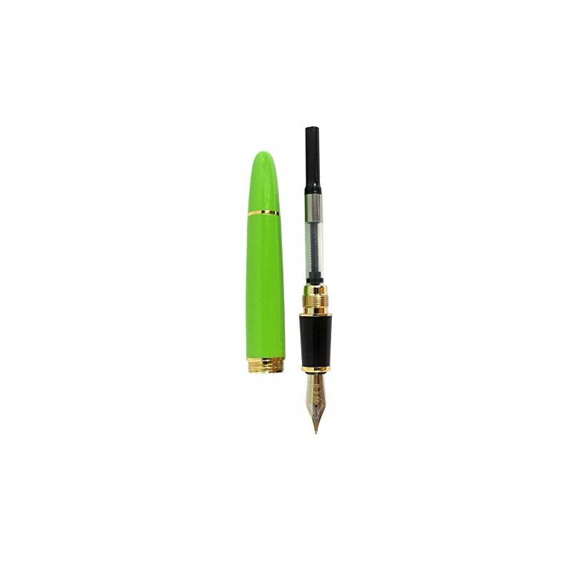 Pluma estilográfica Jinhao 159, punta mediana 18KGP, borde dorado, verde