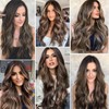 QUEENTAS 24 Inch Long Brown Wigs for Women with Highlights