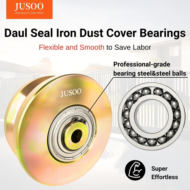 JUSOO 4-inch Diameter x 1.8-Inch Wide V Groove Sliding Gate